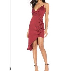BCBGeneration Sz 12 Dress Shirred Ruched Asymmetrical Cami Burgundy Coquette New